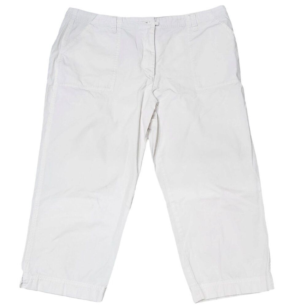 Eddie Bauer Pants Womens White Cropped Pockets Casual 100% Cotton Size 18